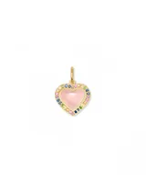 Angie Heart 18k Yellow Gold Vermeil Accent Charm in Rose Quartz