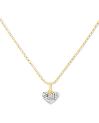 Ari Pave Heart 18k Yellow Gold Vermeil Charm Necklace in White Diamond