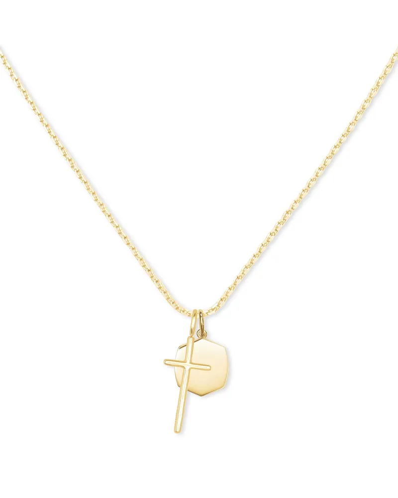 Davis Cross Charm Necklace in 18k Yellow Gold Vermeil