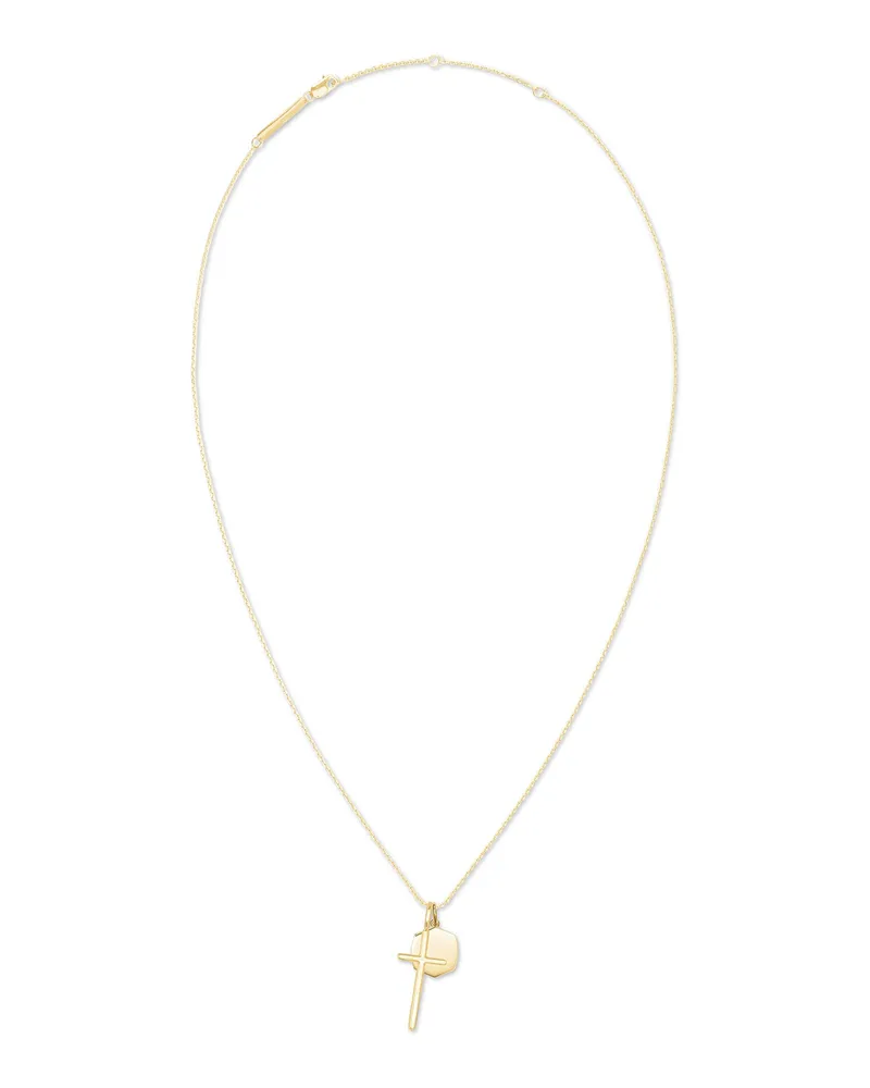 Davis Cross Charm Necklace in 18k Yellow Gold Vermeil