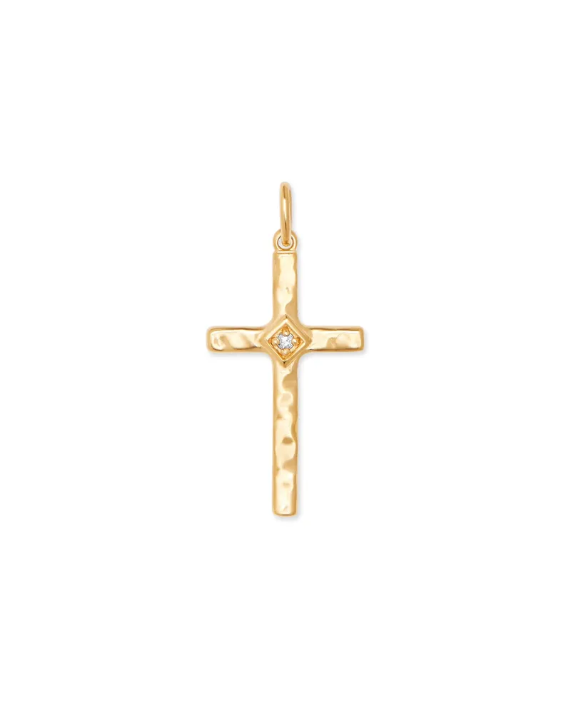 Accented Cross 18k Gold Vermeil Charm in White Sapphire