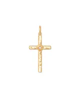 Accented Cross 18k Gold Vermeil Charm in White Sapphire