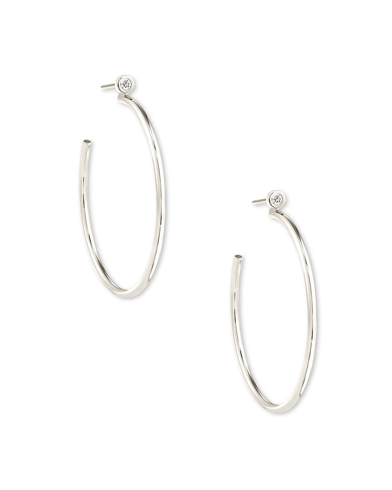 Audrey 14k Yellow Gold Hoop Earrings White Diamond