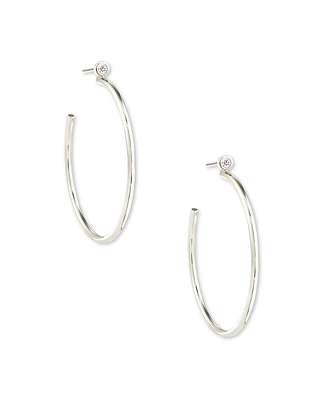 Audrey 14k Yellow Gold Hoop Earrings White Diamond