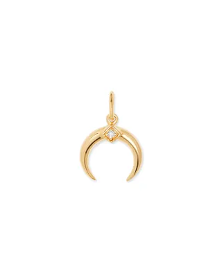 Crescent Horn 18k Gold Vermeil Charm in White Diamond
