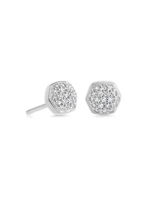 Davie Sterling Silver Pave Stud Earrings in White Diamond