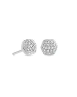 Davie Sterling Silver Pave Stud Earrings in White Diamond