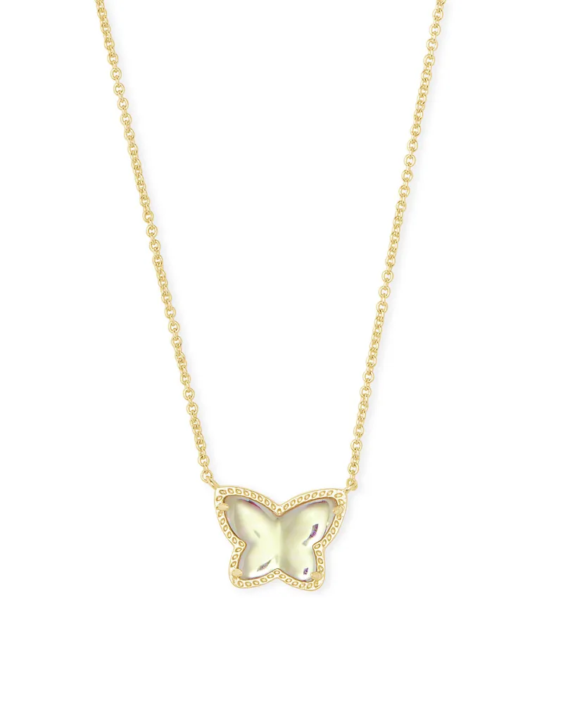 Lillia Butterfly Gold Pendant Necklace in Dichroic Glass