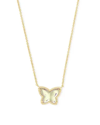 Lillia Butterfly Gold Pendant Necklace in Dichroic Glass