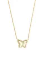 Lillia Butterfly Gold Pendant Necklace in Dichroic Glass