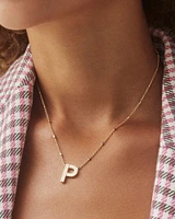 Letter P Pendant Necklace in Silver