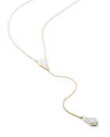 Lillian Lariat Necklace in Pave Diamond and 14k Gold