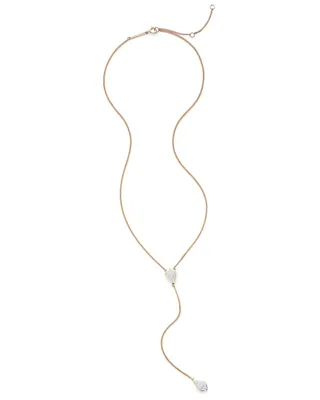 Lillian Lariat Necklace in Pave Diamond and 14k Yellow Gold