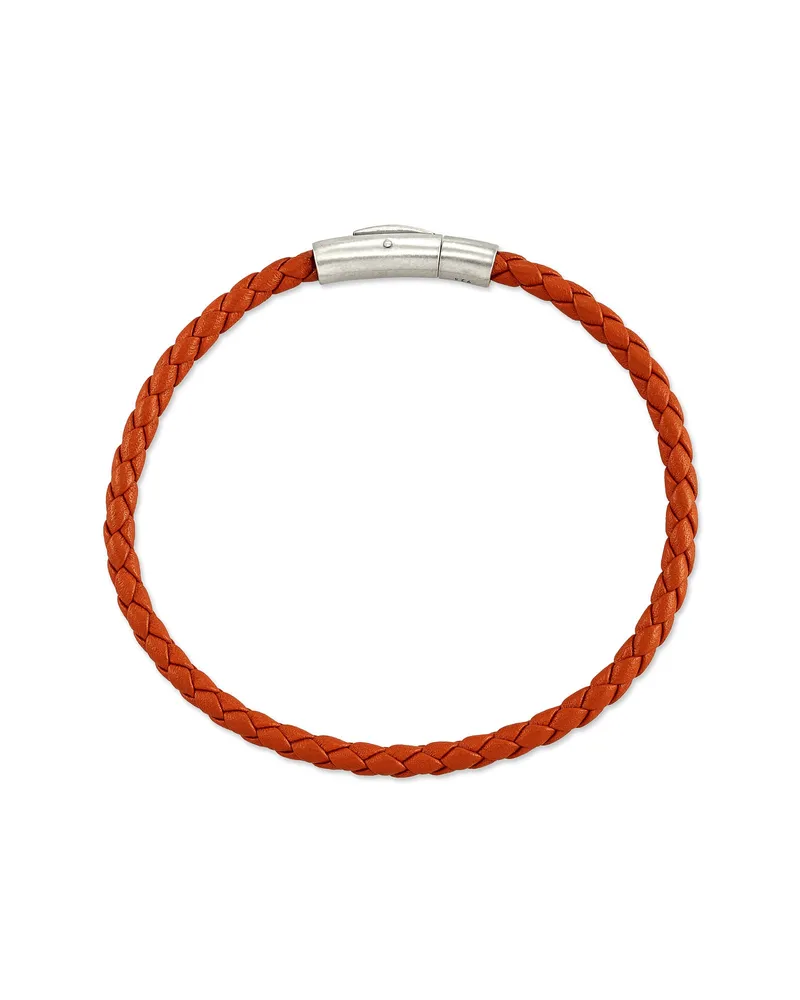 Evans Sterling Silver Corded Bracelet Red Leather