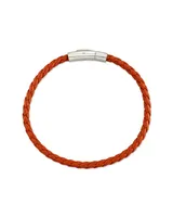 Evans Sterling Silver Corded Bracelet Red Leather