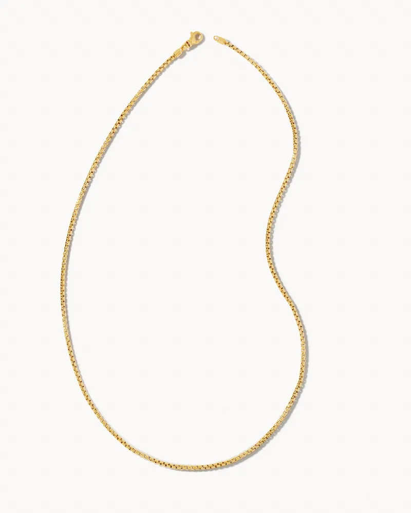 Beck 24" Thin Round Box Chain Necklace in 18k Gold Vermeil