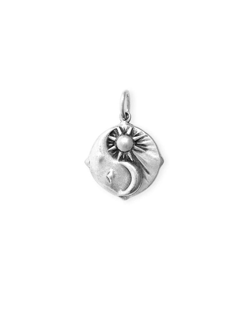 Sun & Moon Charm Oxidized Sterling Silver