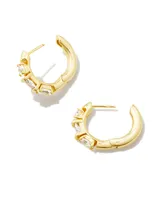 Mayel Gold Huggie Earrings in White Crystal