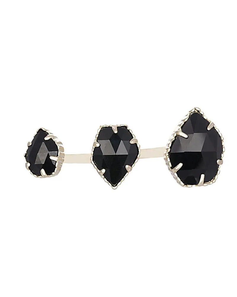 Naomi Gunmetal Double Ring Black Drusy