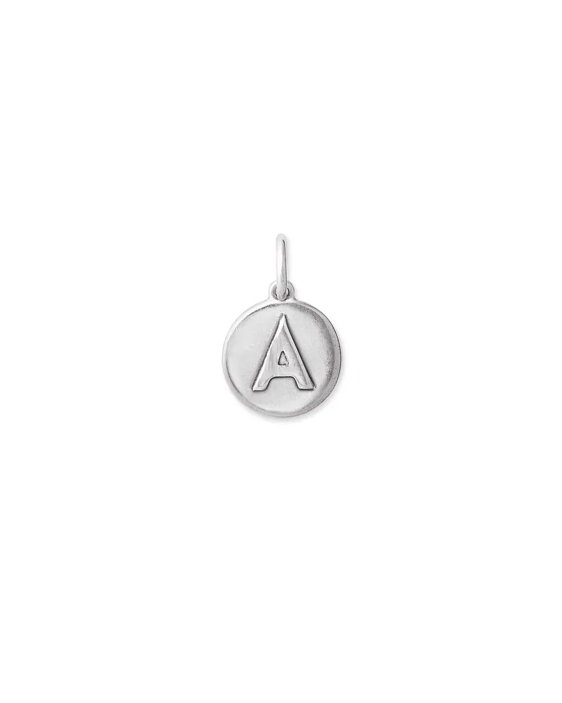 Letter A Coin Charm in Oxidized Sterling Silver