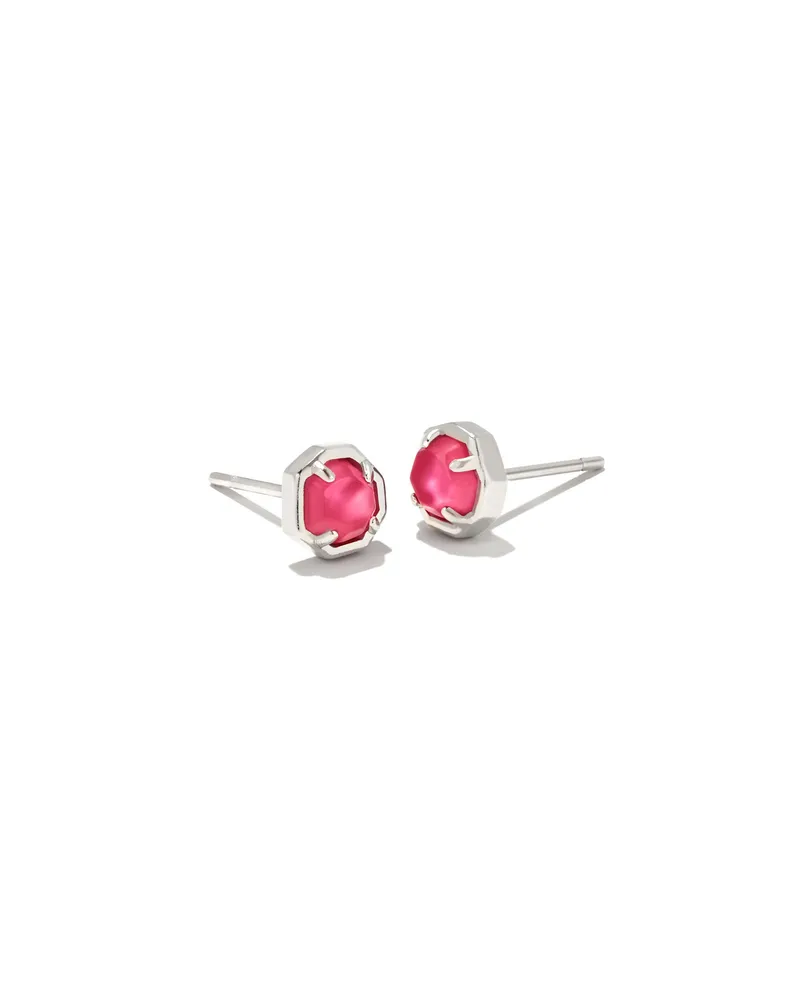 Nola Silver Stud Earrings in Pink Azalea Illusion