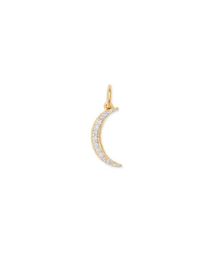 Crescent Moon 18k Gold Vermeil Charm in White Diamond