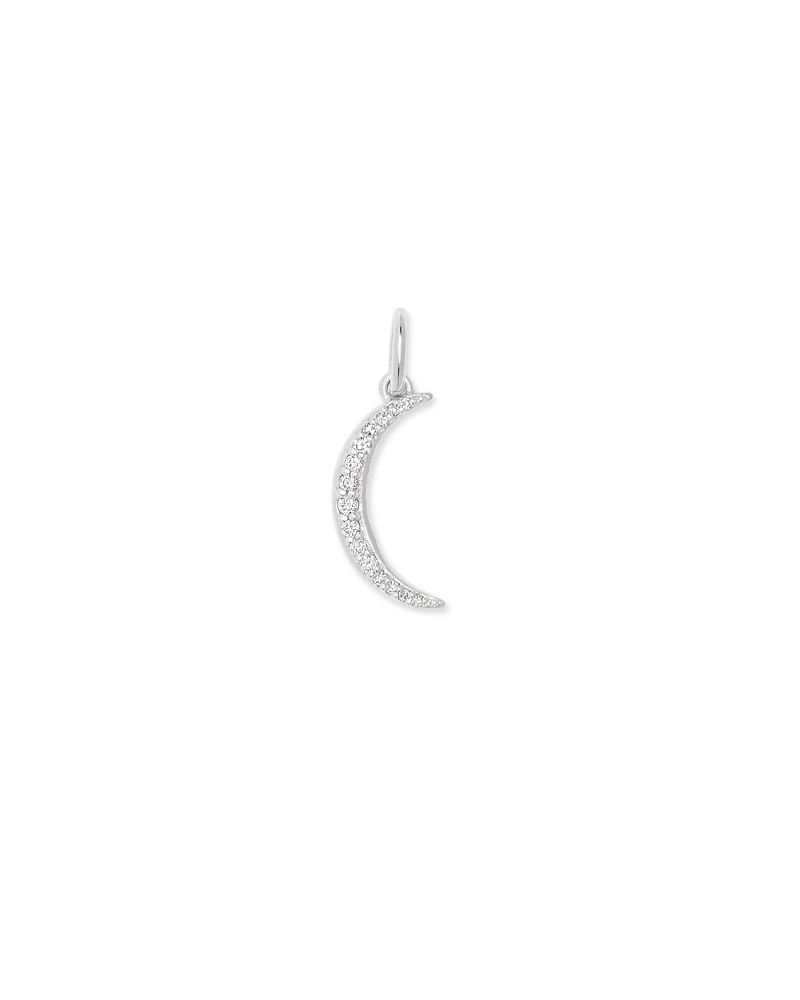 Crescent Moon 18k Gold Vermeil Charm White Diamond