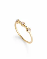 Davie 18k Gold Vermeil Band Ring Rainbow Moonstone