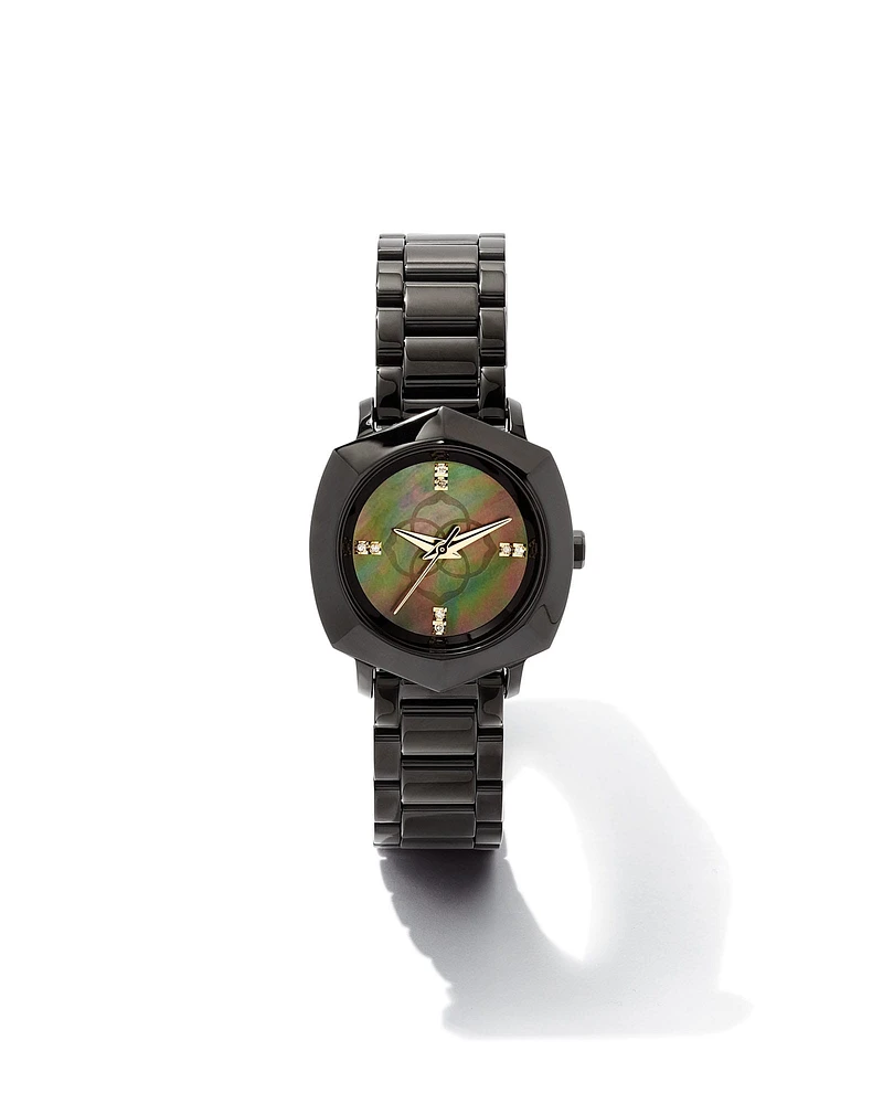 Dira Black Stainless Steel 28mm Watch in Black Mother-of-Pearl