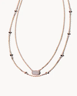 Marisa 14k Rose Gold Multi Strand Necklace in White Diamond
