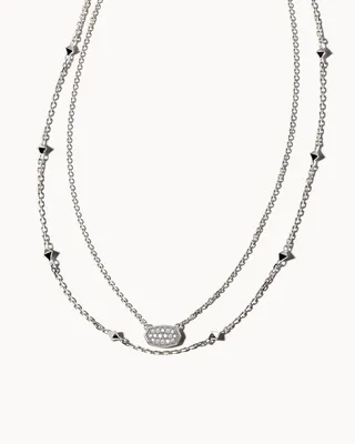 Marisa 14k White Gold Multi Strand Necklace in White Diamond