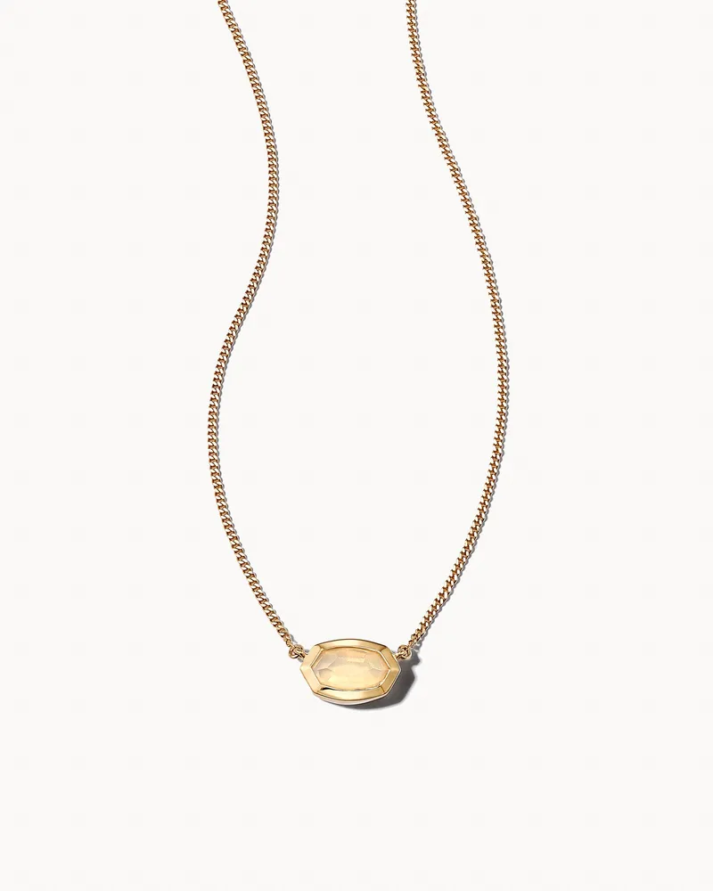 Kendra Scott Elisa Silver Pendant Necklace in White Kyocera Opal •  Impressions Online Boutique