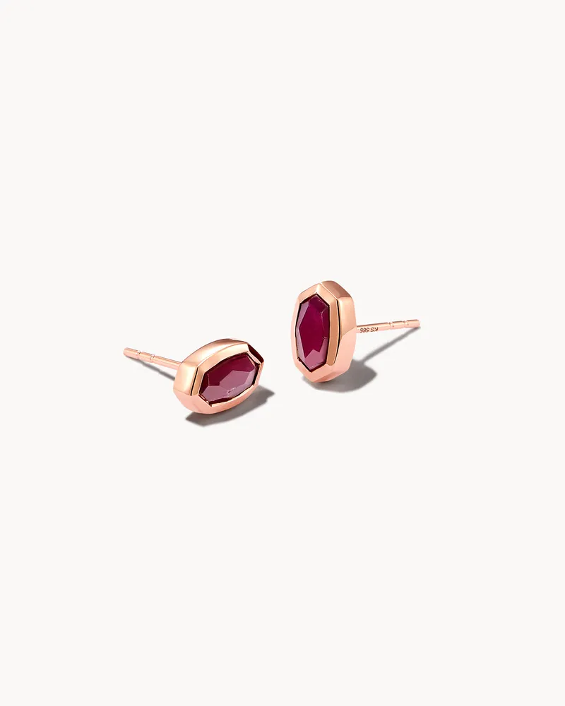 Nellie 14k Rose Gold Stud Earrings in Ruby