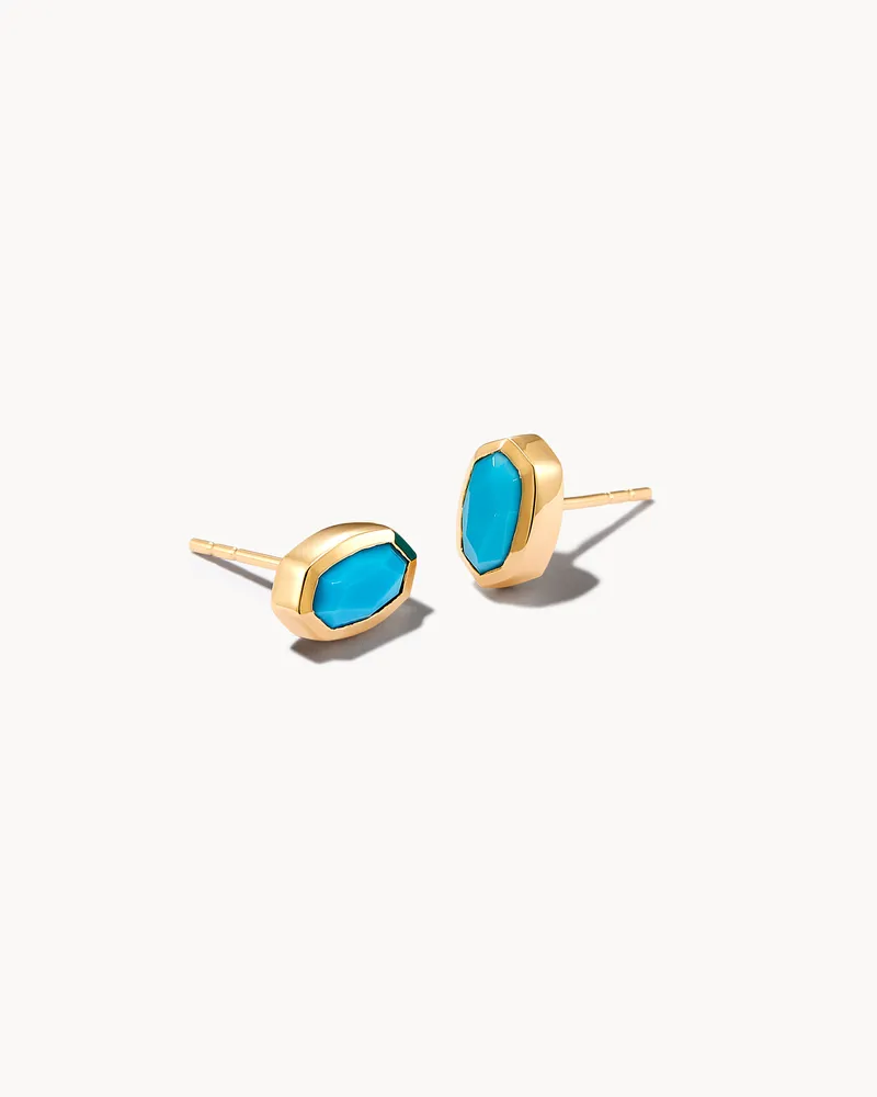 Nellie 14k Yellow Gold Stud Earrings in Turquoise