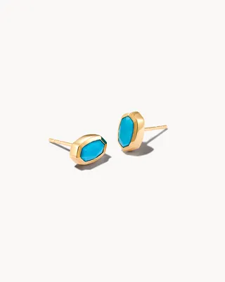 Nellie 14k Yellow Gold Stud Earrings in Turquoise