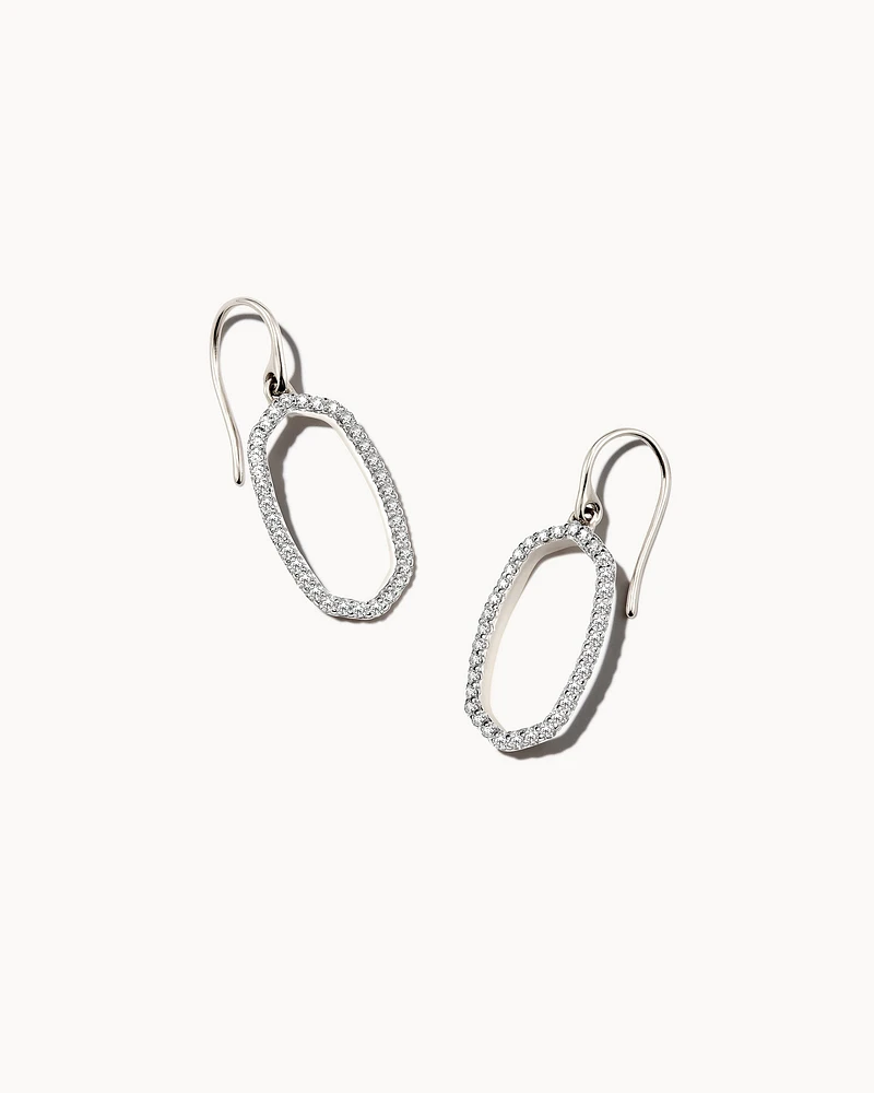 Lee 14k White Gold Open Frame Earrings Diamond