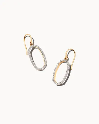 Lee 14k Yellow Gold Open Frame Earrings in White Diamond