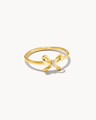 Bow 18k Yellow Gold Vermeil Band Ring in White Diamond