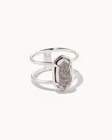 Elyse Sterling Silver Double Band Ring Platinum Drusy