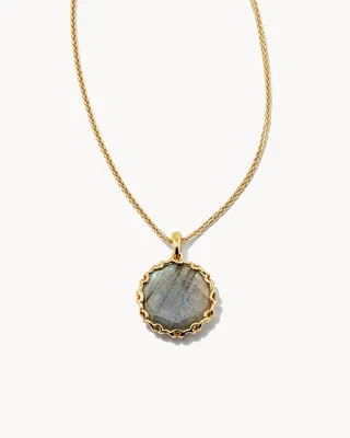 Jane 18k Yellow Gold Vermeil Pendant Necklace in Gray Labradorite