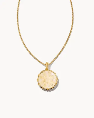 Jane 18k Yellow Gold Vermeil Pendant Necklace in Rainbow Moonstone