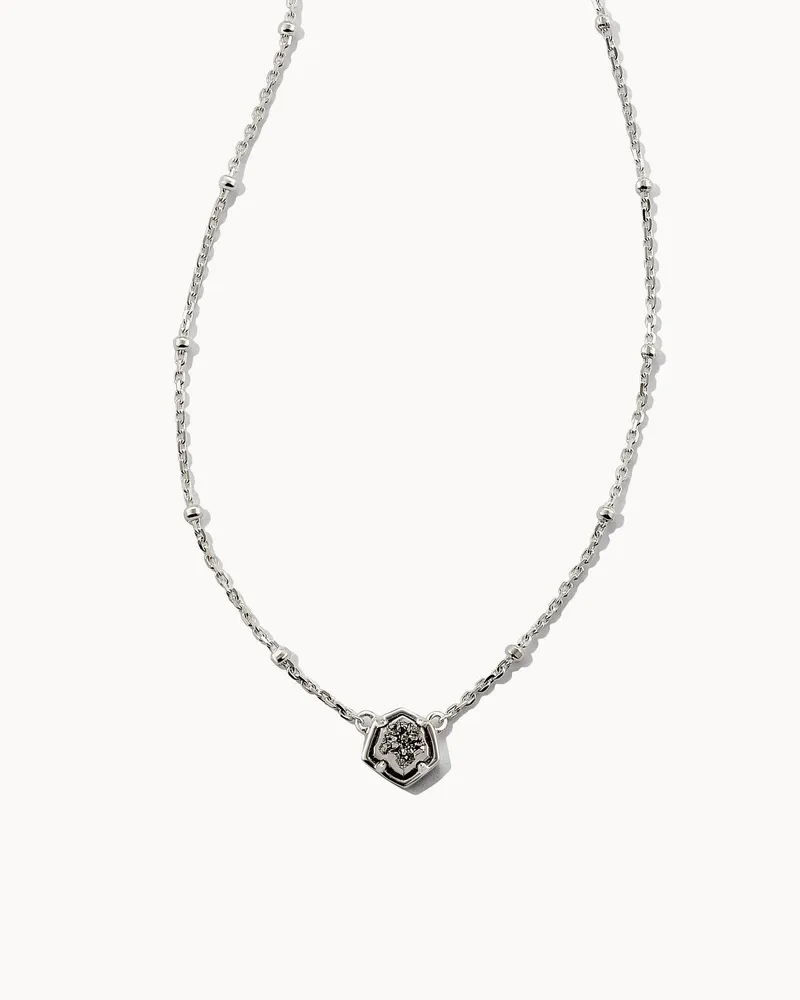 Vanessa Sterling Silver Pendant Necklace in Platinum Drusy