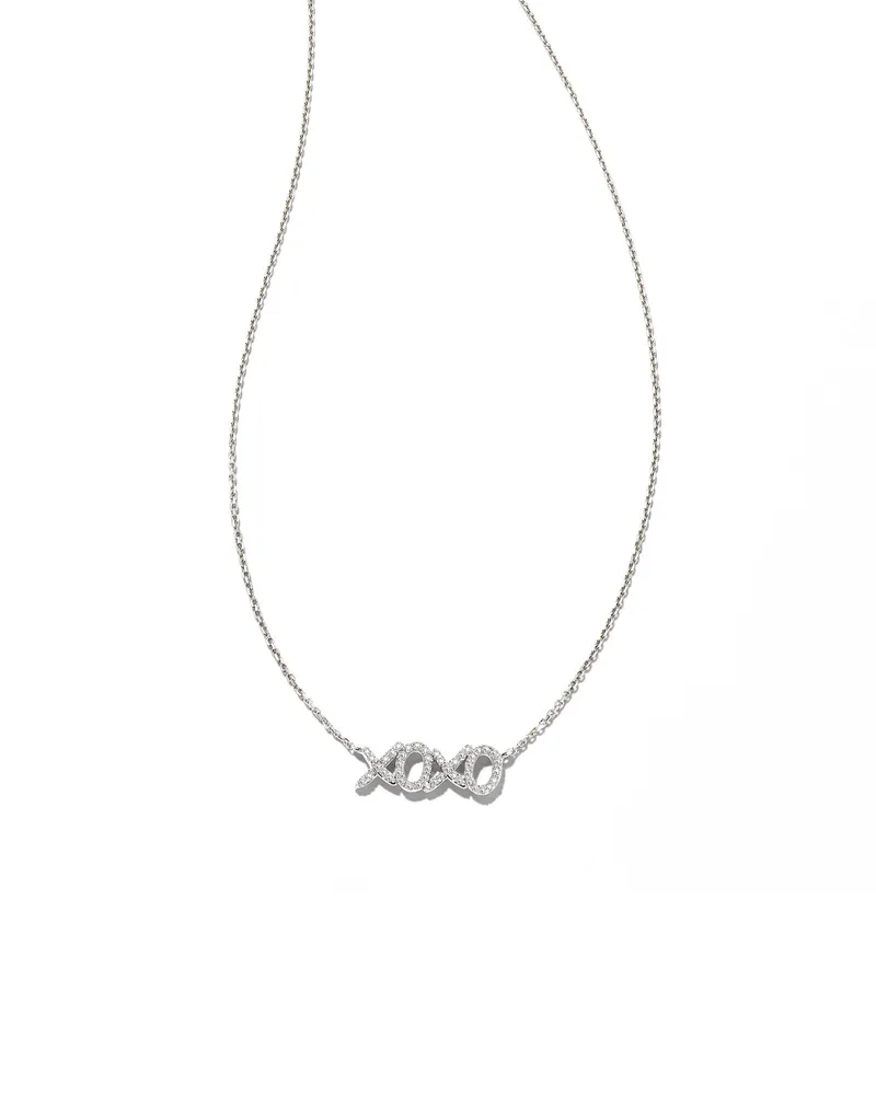 XO 14k White Gold Pendant Necklace in White Diamond