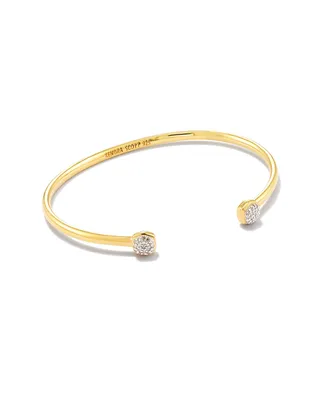 Davie 18k Yellow Gold Vermeil Double Diamond Cuff Bracelet in White Diamond
