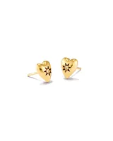 Angie Heart Bright Cut Stud Earrings in 18k Yellow Gold Vermeil