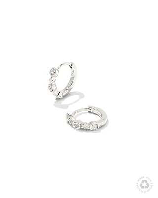 Davie Sterling Silver Trio Huggie Earrings White Sapphire