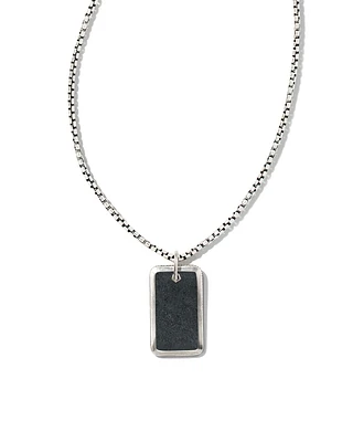Men’s Oxidized Sterling Silver Dog Tag Necklace in Black Hematite