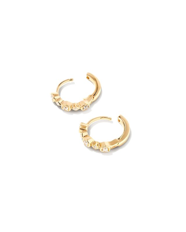 Davie 18k Gold Vermeil Pave Stud Earrings in White Diamond