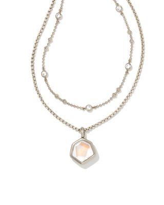 Vanessa Silver Double Strand Necklace in Dichroic Glass