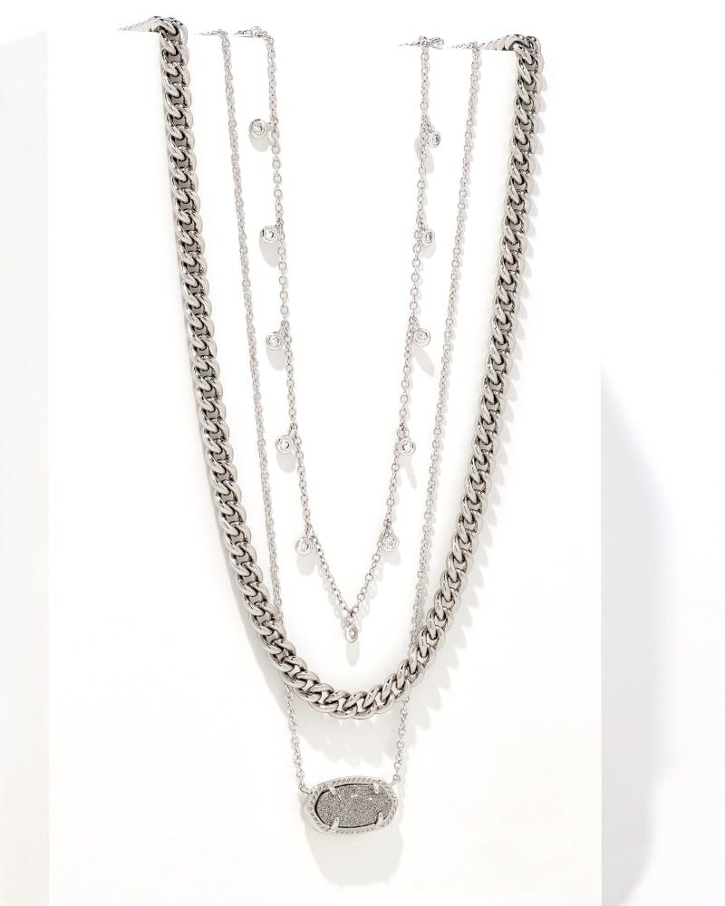 Elisa Silver Cat Pendant Necklace in Platinum Drusy | Kendra Scott